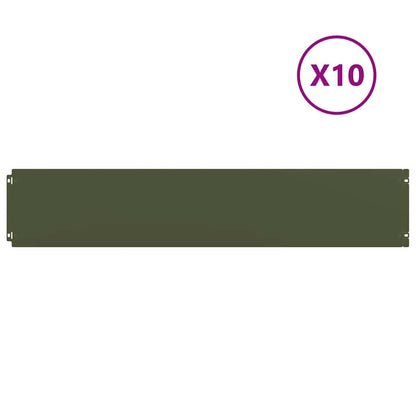vidaXL Bordures pelouse 10pcs vert olive 20x103cm acier laminé à froid