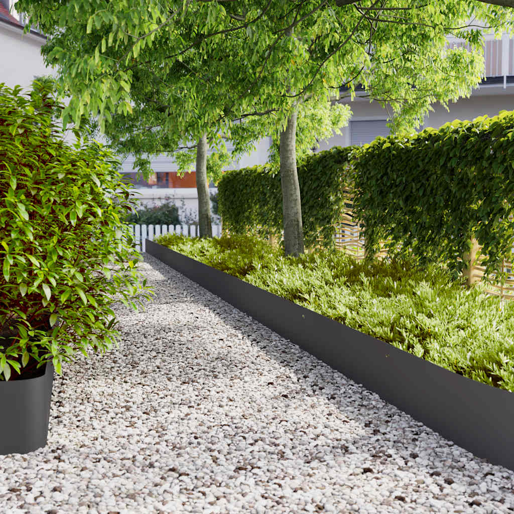 vidaXL Bordures de pelouse 10 pcs noir 25x103 cm acier laminé à froid