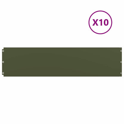 vidaXL Bordures pelouse 10pcs vert olive 25x103cm acier laminé à froid