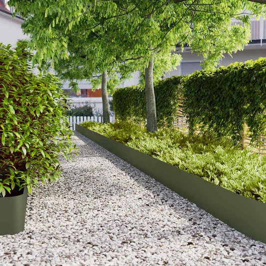 vidaXL Bordures pelouse 20pcs vert olive 25x103cm acier laminé à froid
