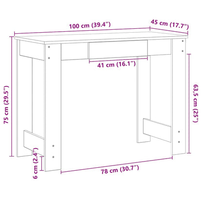 vidaXL Bureau noir 100x45x75 cm bois d'ingénierie