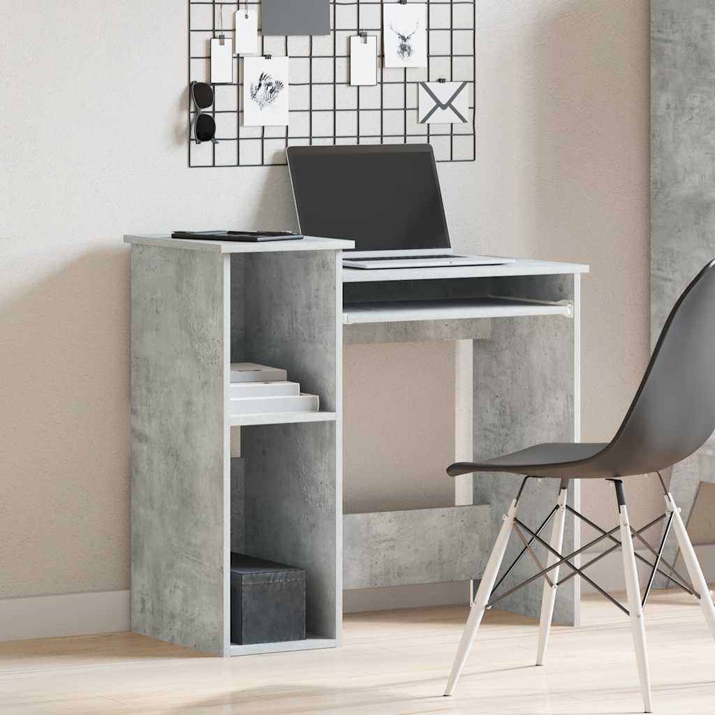 vidaXL Bureau avec étagères gris béton 84x40x78 cm bois d'ingénierie