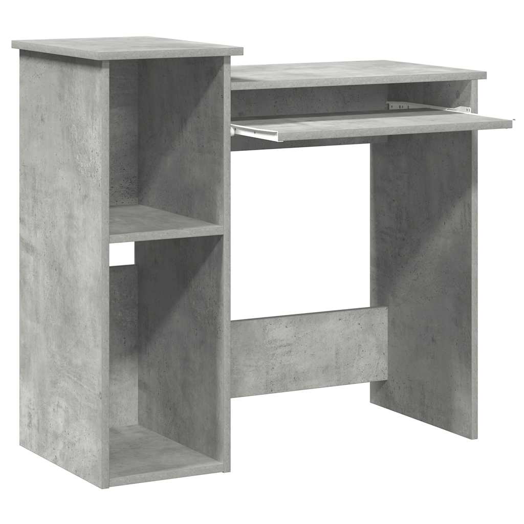 vidaXL Bureau avec étagères gris béton 84x40x78 cm bois d'ingénierie