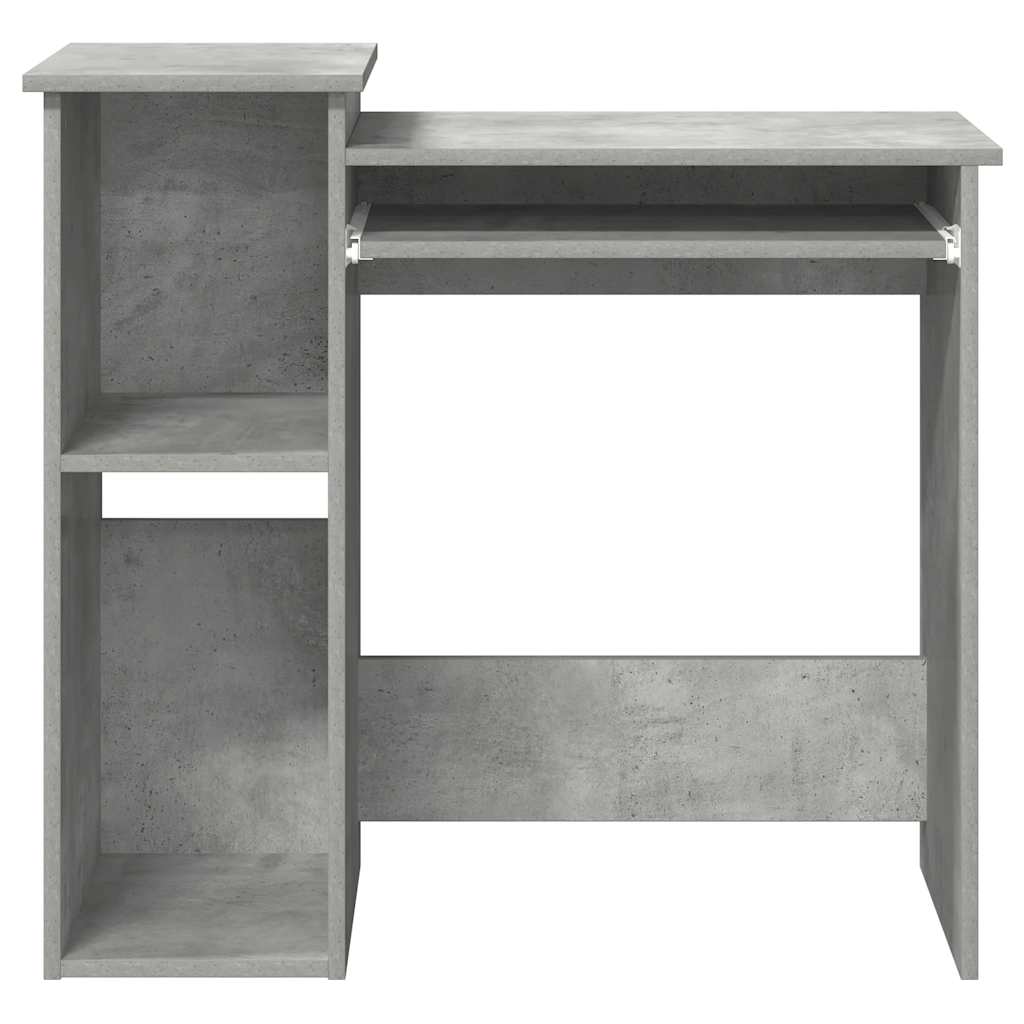 vidaXL Bureau avec étagères gris béton 84x40x78 cm bois d'ingénierie