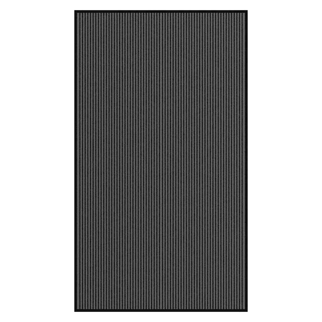vidaXL Paillasson noir et gris à rayures 115x200 cm