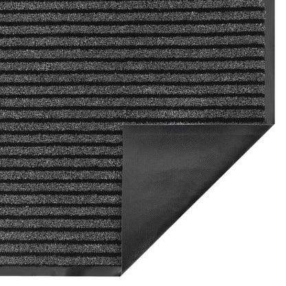 vidaXL Paillasson noir et gris à rayures 115x200 cm