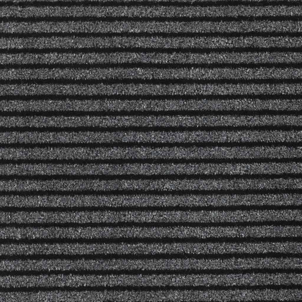 vidaXL Paillasson noir et gris à rayures 115x200 cm