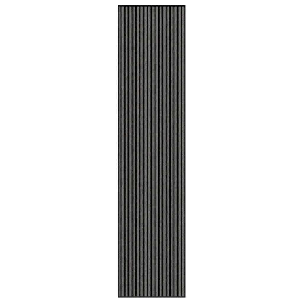 vidaXL Paillasson noir et gris à rayures 115x500 cm