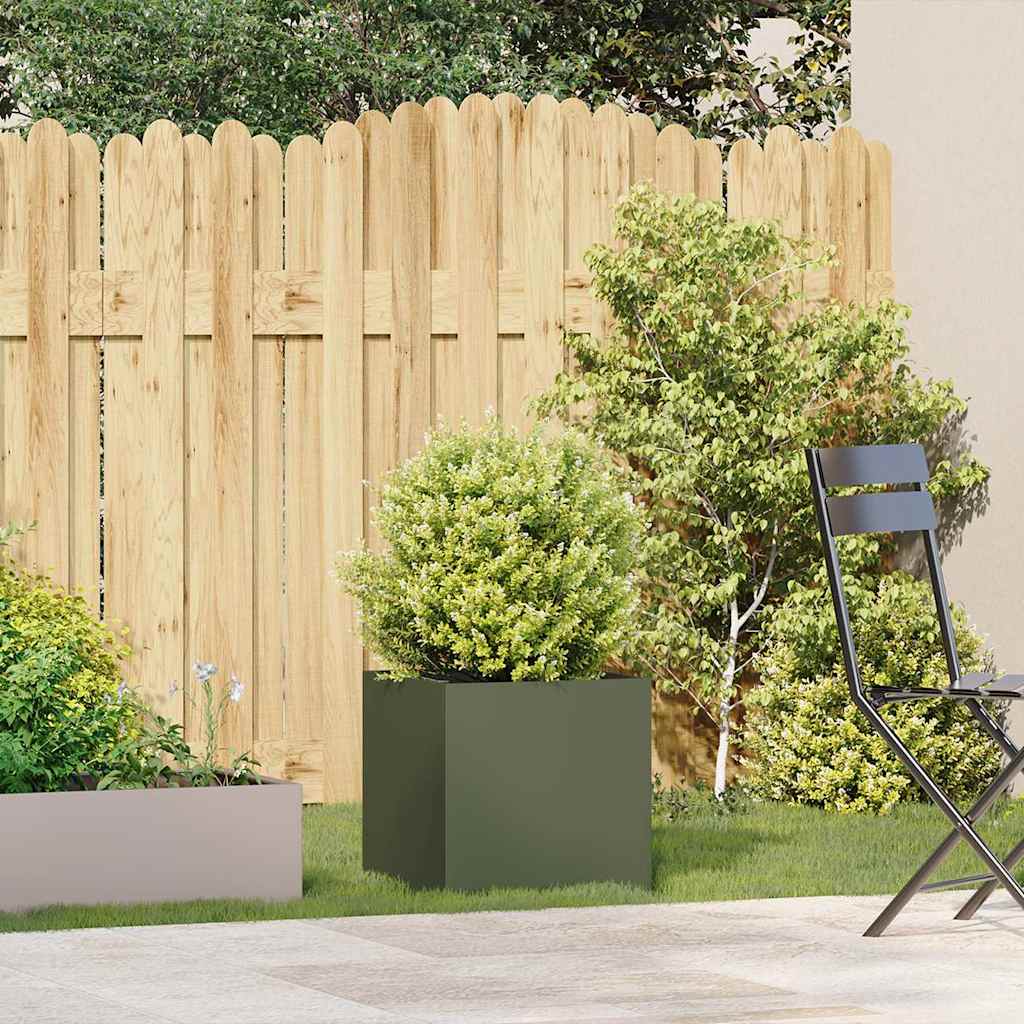 vidaXL Jardinière vert olive 40x40x40 cm acier laminé à froid