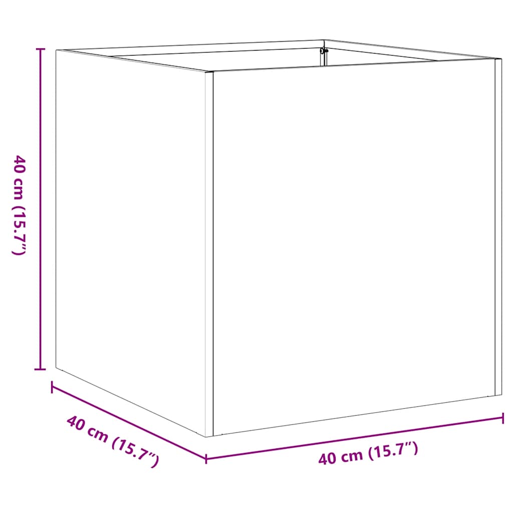vidaXL Jardinière vert olive 40x40x40 cm acier laminé à froid