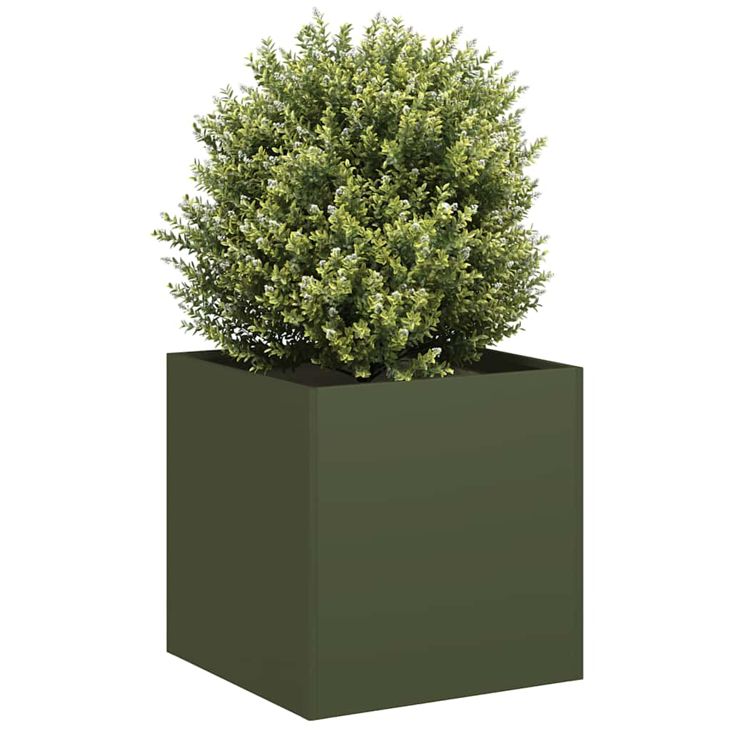vidaXL Jardinière vert olive 40x40x40 cm acier laminé à froid
