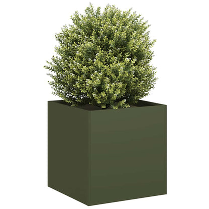 vidaXL Jardinière vert olive 40x40x40 cm acier laminé à froid