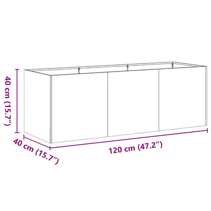 vidaXL Jardinière rouillé 120x40x40 cm acier inoxydable