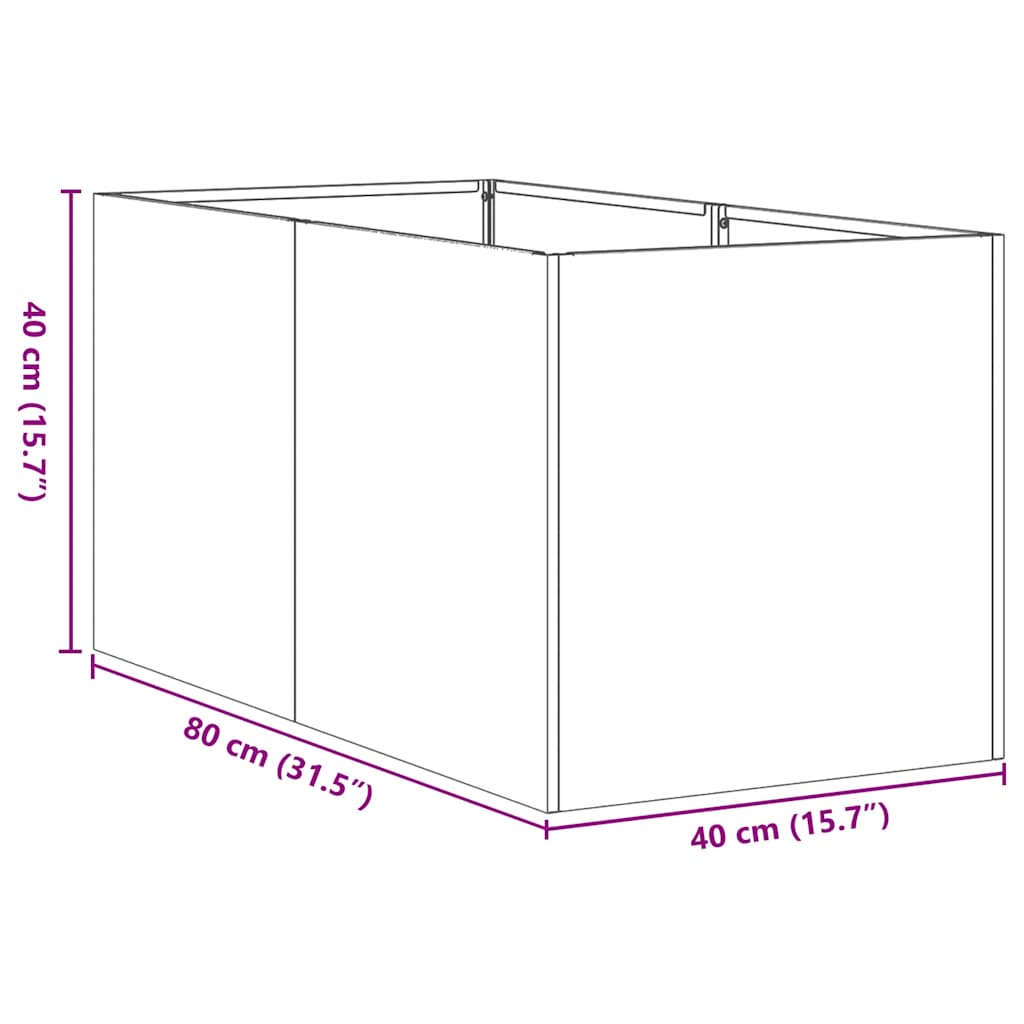 vidaXL Jardinière rouillé 40x80x40 cm acier inoxydable