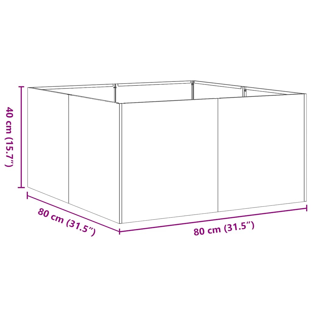vidaXL Jardinière 80x80x40 cm acier galvanisé