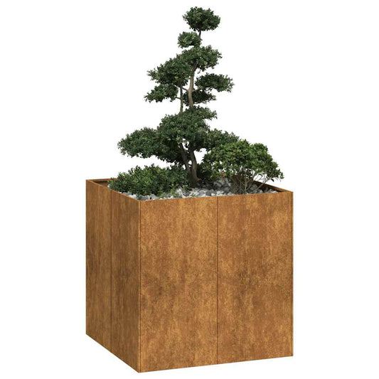 vidaXL Jardinière rouillé 80x80x80 cm acier inoxydable