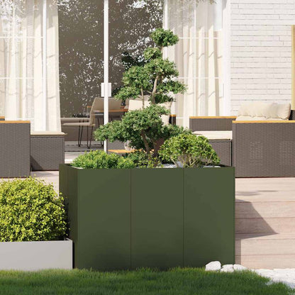 vidaXL Jardinière vert olive 120x80x80 cm acier