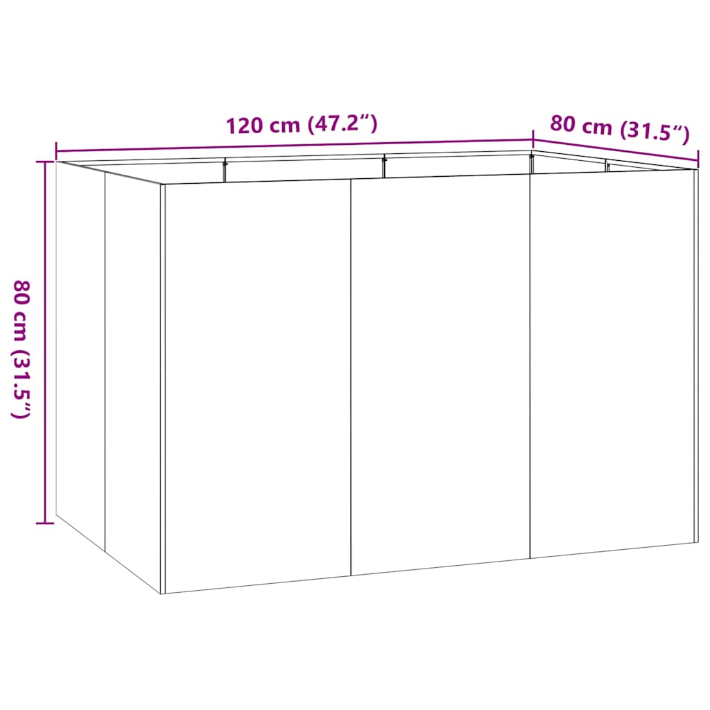 vidaXL Jardinière vert olive 120x80x80 cm acier