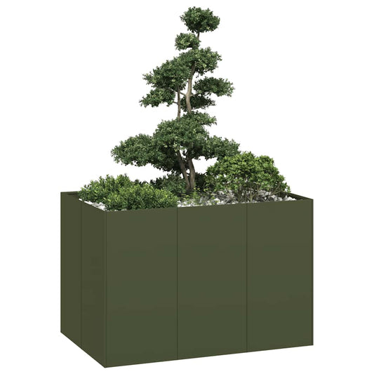 vidaXL Jardinière vert olive 120x80x80 cm acier