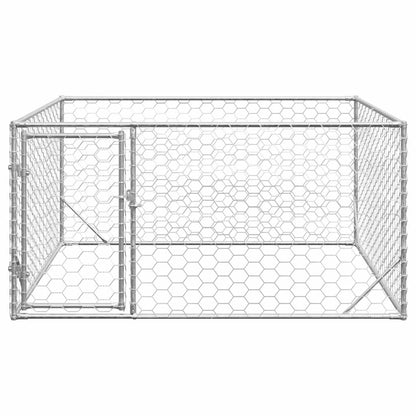 vidaXL Chenil d'extérieur pour chiens porte 2x2x1 m acier galvanisé