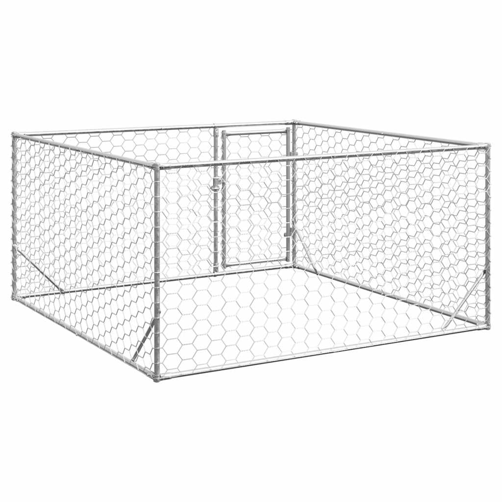 vidaXL Chenil d'extérieur pour chiens porte 2x2x1 m acier galvanisé
