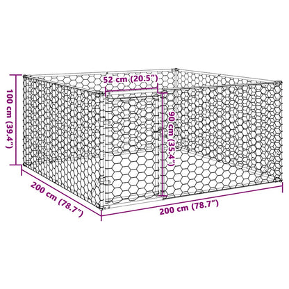 vidaXL Chenil d'extérieur pour chiens porte 2x2x1 m acier galvanisé