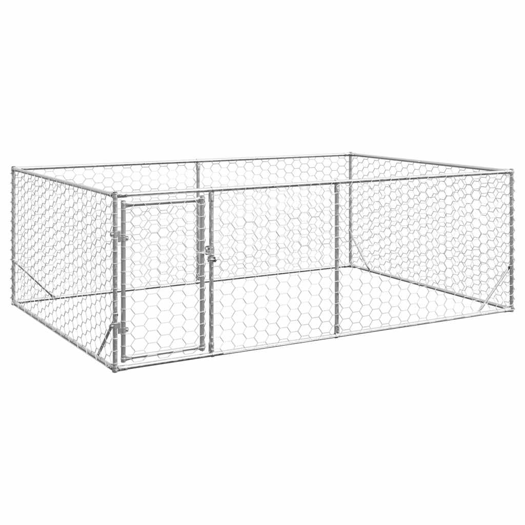 vidaXL Chenil d'extérieur pour chiens porte 3x2x1 m acier galvanisé