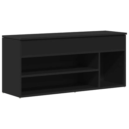 vidaXL Banc à chaussures noir 102x30,5x45 cm bois d'ingénierie