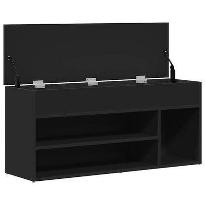 vidaXL Banc à chaussures noir 102x30,5x45 cm bois d'ingénierie