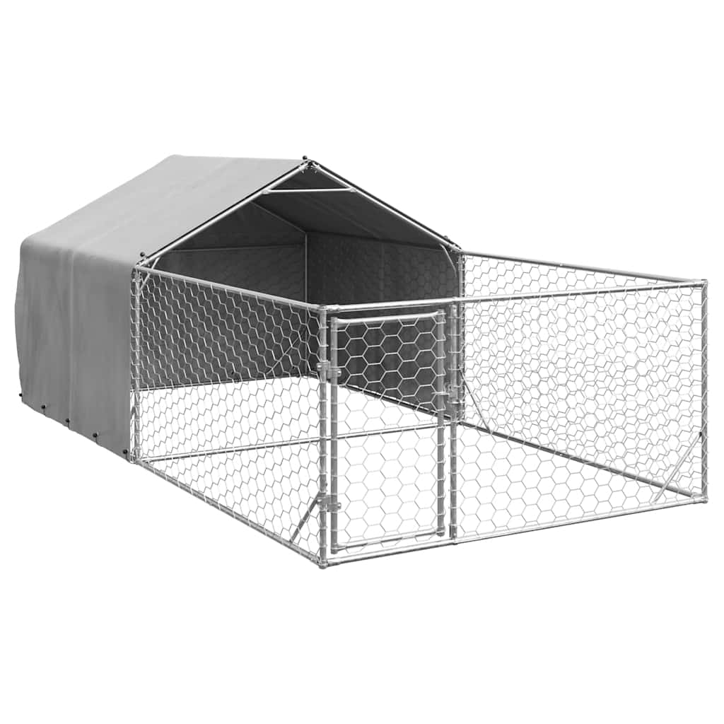 vidaXL Niche d'extérieur pour chien enclos 5x2x1,5 m acier galvanisé
