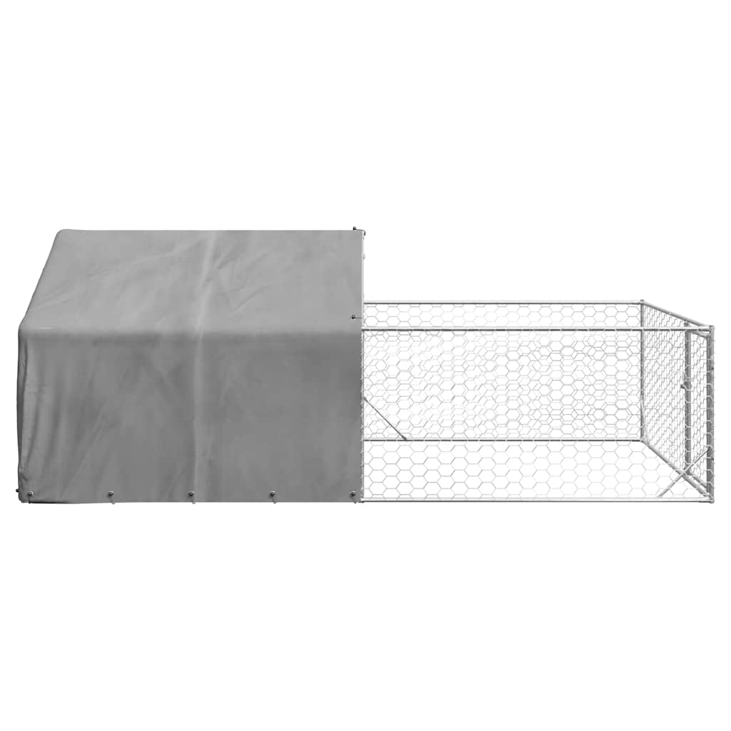 vidaXL Niche d'extérieur pour chien enclos 5x2x1,5 m acier galvanisé