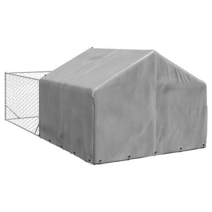 vidaXL Niche d'extérieur pour chien enclos 5x2x1,5 m acier galvanisé