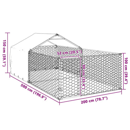 vidaXL Niche d'extérieur pour chien enclos 5x2x1,5 m acier galvanisé