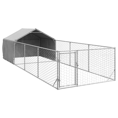 vidaXL Niche d'extérieur pour chien enclos 7x2x1,5 m acier galvanisé