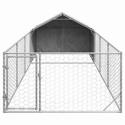 vidaXL Niche d'extérieur pour chien enclos 7x2x1,5 m acier galvanisé