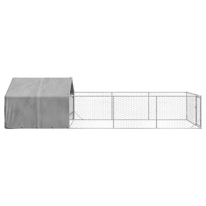 vidaXL Niche d'extérieur pour chien enclos 7x2x1,5 m acier galvanisé
