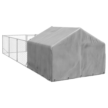 vidaXL Niche d'extérieur pour chien enclos 7x2x1,5 m acier galvanisé