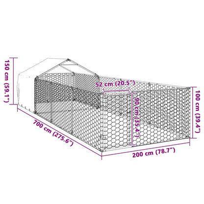 vidaXL Niche d'extérieur pour chien enclos 7x2x1,5 m acier galvanisé