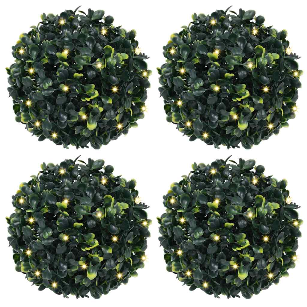 vidaXL Boules de buis artificielles avec lumières LED 4 pcs vert 12 cm
