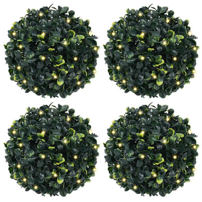 vidaXL Boules de buis artificielles avec lumières LED 4 pcs vert 12 cm