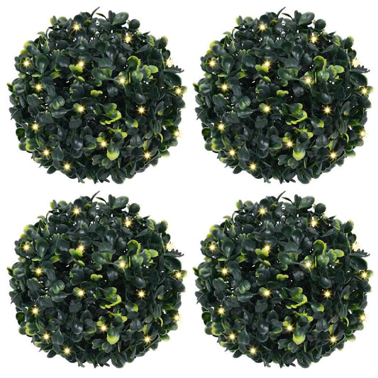 vidaXL Boules de buis artificielles avec lumières LED 4 pcs vert 12 cm