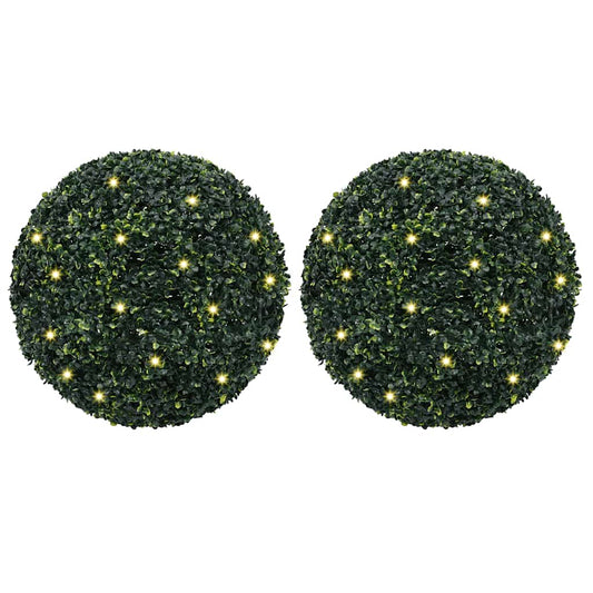 vidaXL Boules de buis artificielles avec lumières LED 2 pcs vert 52 cm