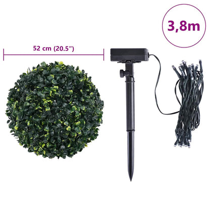 vidaXL Boules de buis artificielles avec lumières LED 2 pcs vert 52 cm