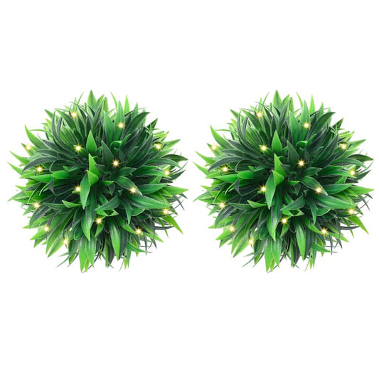 vidaXL Boules de buis artificielles avec lumières LED 2 pcs vert 30 cm