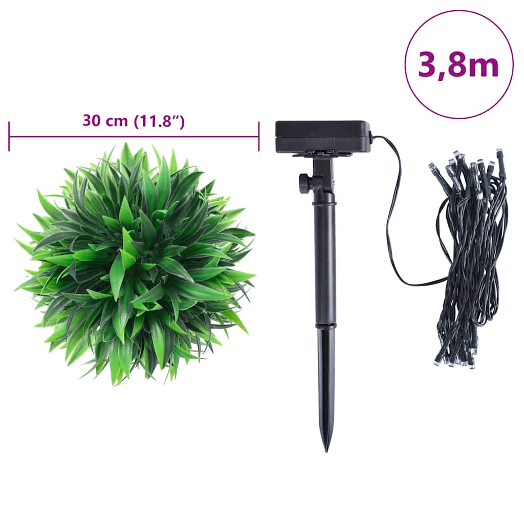 vidaXL Boules de buis artificielles avec lumières LED 2 pcs vert 30 cm