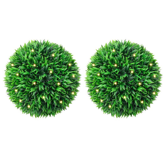 vidaXL Boules de buis artificielles avec lumières LED 2 pcs vert 47 cm