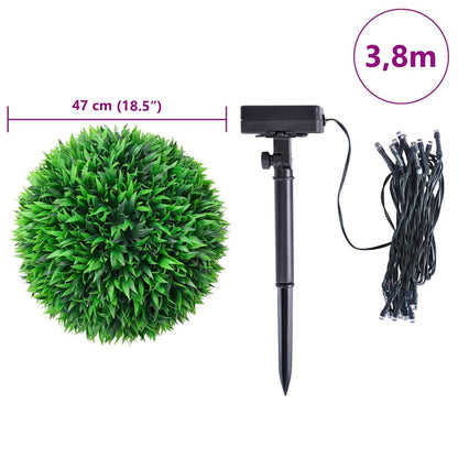 vidaXL Boules de buis artificielles avec lumières LED 2 pcs vert 47 cm