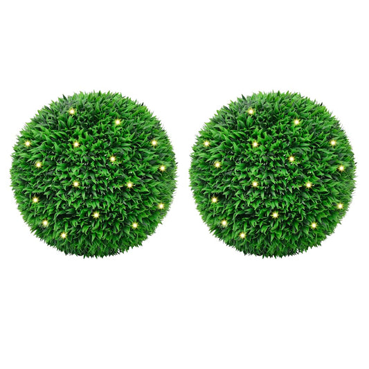 vidaXL Boules de buis artificielles avec lumières LED 2 pcs vert 55 cm