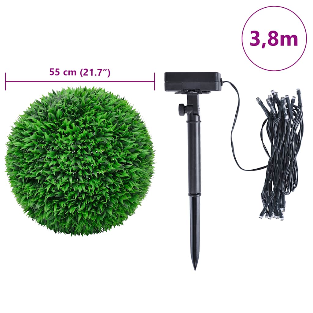 vidaXL Boules de buis artificielles avec lumières LED 2 pcs vert 55 cm