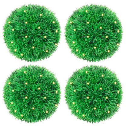 vidaXL Boules de buis artificielles avec lumières LED 4 pcs vert 12 cm